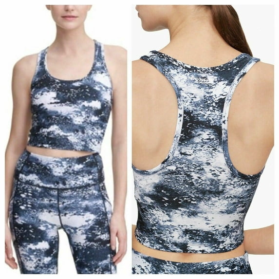 Calvin Klein Women's Printed Racerback Cropped Tank Top Medium Blue S, $40 NWT