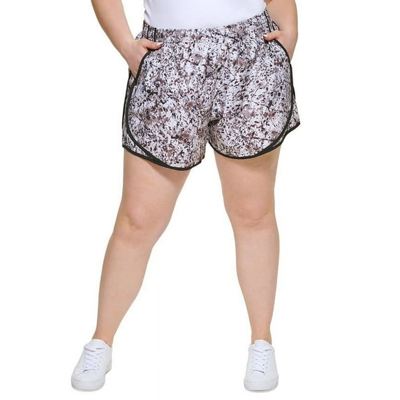 Calvin Klein Women's Printed Running Shorts Beige 2X
