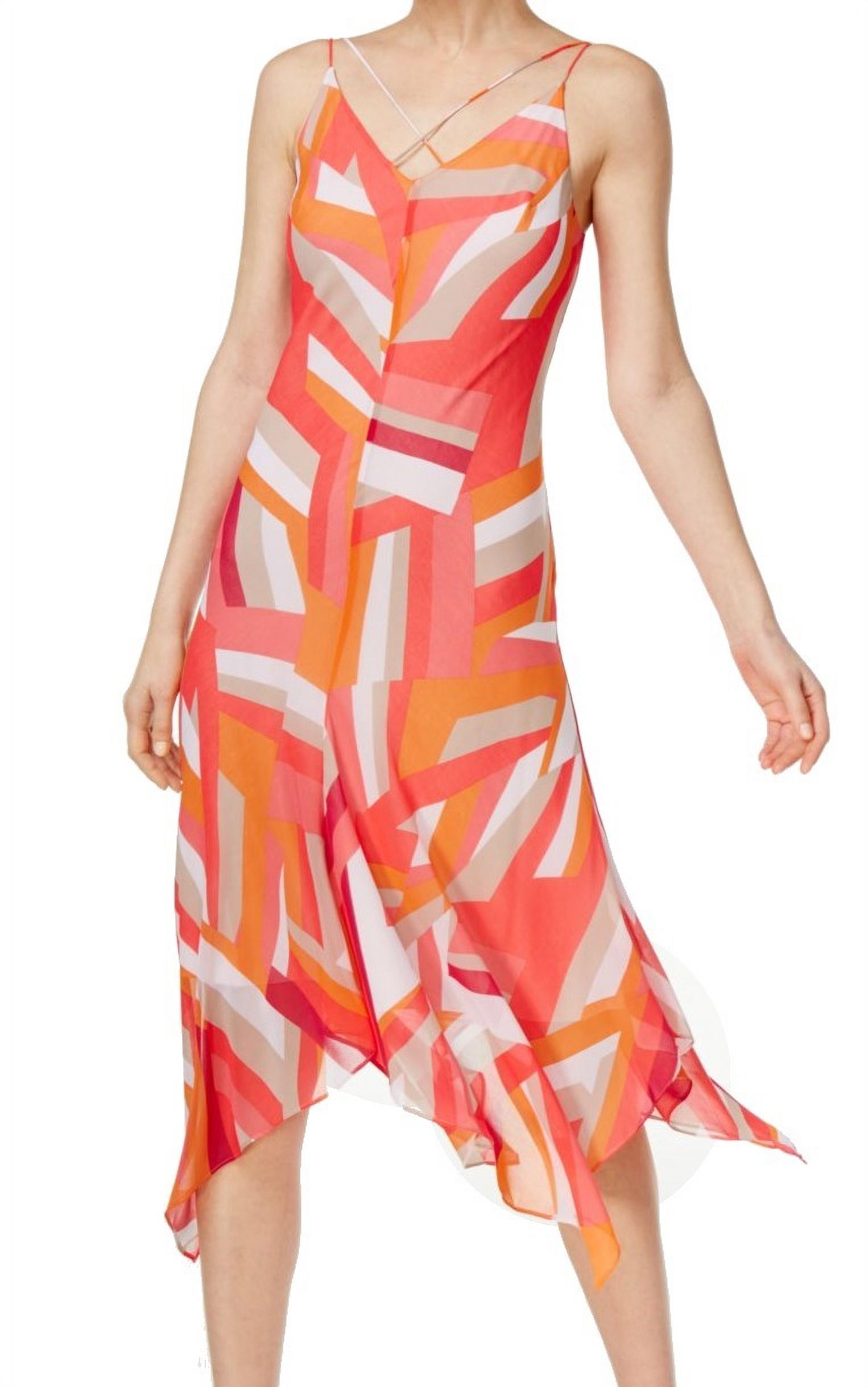 Calvin Klein Women s Printed Spaghetti Strap Midi Dress 2 Watermelon Multi