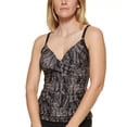 thumbnail image 1 of Calvin Klein Women's Printed Twist Tummy Control Tankini Top Swimsuit Brown Size S, 1 of 2
