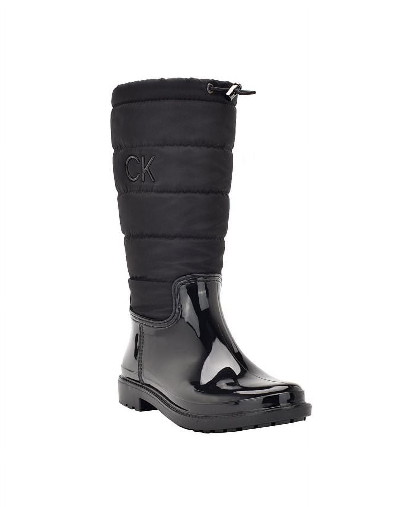 Calvin Klein Women's Pull On Lug Sole Logo Cold Weather Rain Boots Black  Size 5 M
