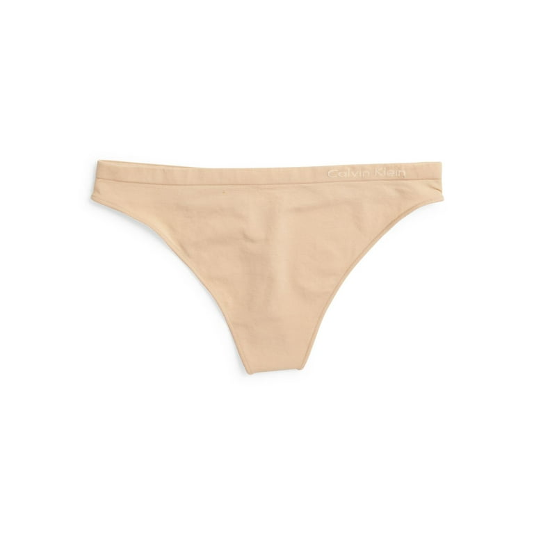 Calvin Klein Women's Pure Seamless Thong Panty, Bare, XS 