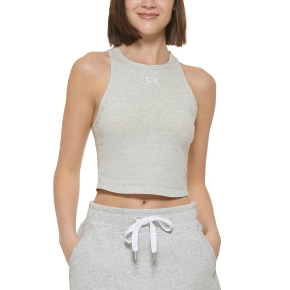 Calvin Klein Women's Racerback Crop Top Gray Size Large