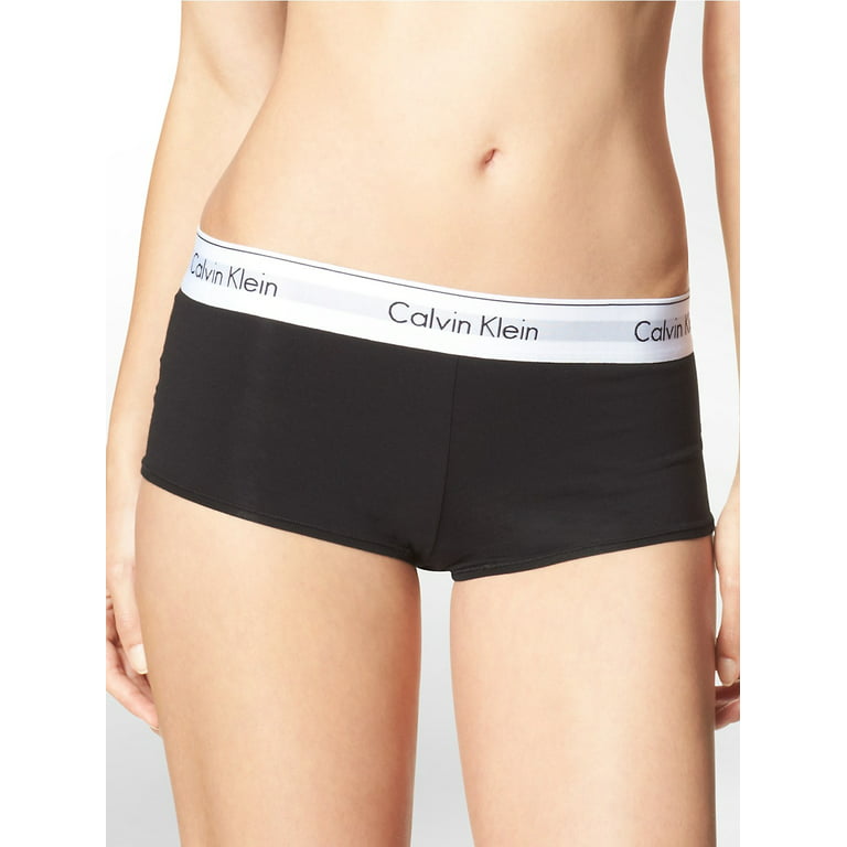 Calvin Klein Women's Regular Modern Cotton Boyshort Panty, Black, Small