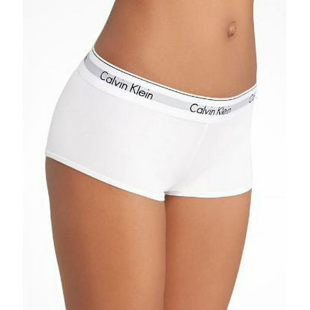 Calvin Klein Women's Regular Modern Cotton Boyshort Panty, White, Small