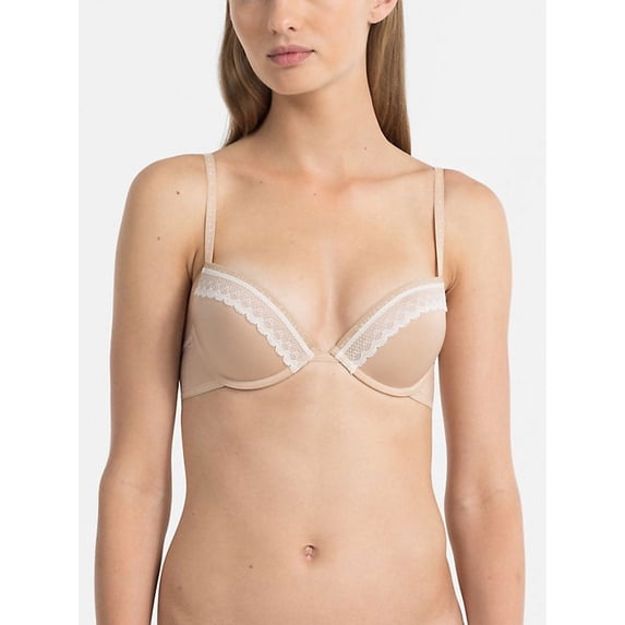 Calvin Klein Women's Seductive Comfort with Lace Demi Bra, Bare, 38D