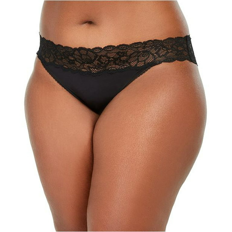 Calvin Klein Women's Seductive Comfort with Lace Bikini Panty, Black, 1X 