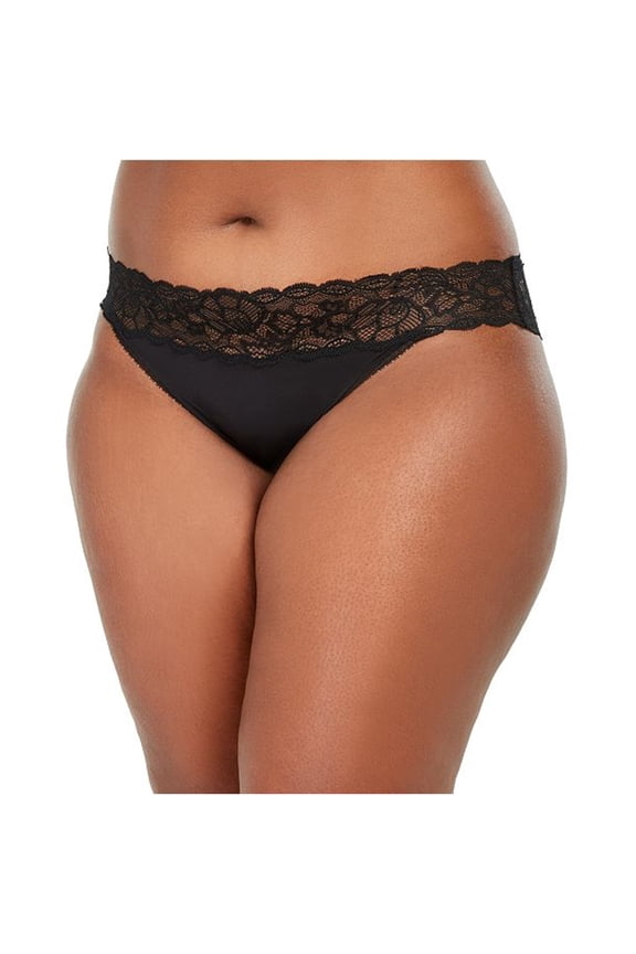 Women's Seductive Comfort with Lace Bikini Panty, Black, 3X