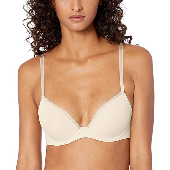 Calvin Klein Women's Seductive Comfort with Lace Demi Bra, Ivory, 36D