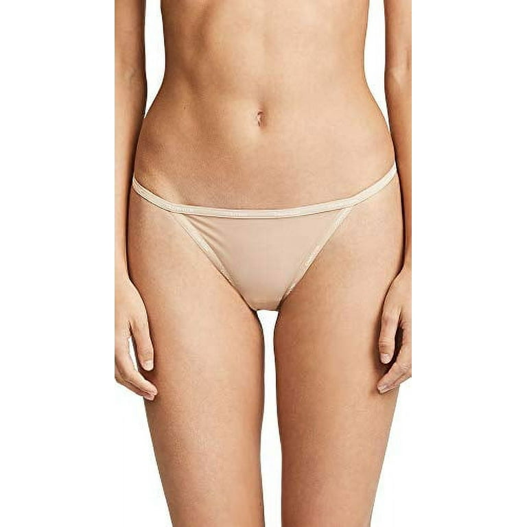 Calvin Klein Women's Sheer Marquisette Thong String Panty, Bare, Medium 