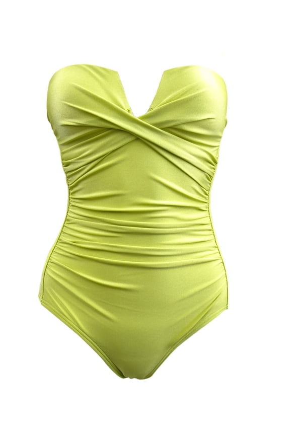 Women's Shirred Split-Cup One-Piece Swimsuit (14, Pear Shimmer)
