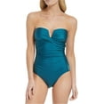 thumbnail image 1 of Calvin Klein Women's Shirred Tummy-Control Split-Cup Bandeau One-Piece Swimsuit, Size 10, 1 of 4
