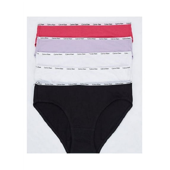 Calvin Klein Women's Signature Cotton Bikini - 5 Pack, Fuchsia/Lavender/White/Black, Small