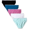 thumbnail image 1 of Calvin Klein Women's Signature Cotton Bikini - 5 Pack, Orchid/Turqouise/Seafoam/White, Small, 1 of 5