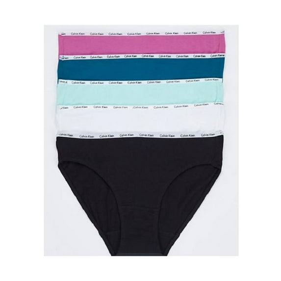 Calvin Klein Women's Signature Cotton Bikini - 5 Pack, Orchid/Turqouise/Seafoam/White, XLarge
