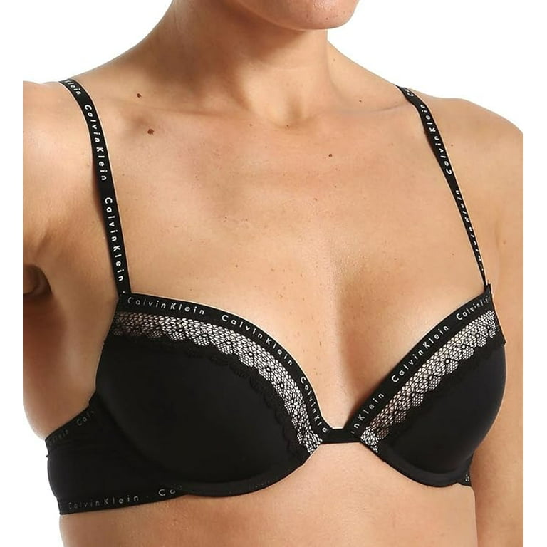 Calvin Klein Women's Signature Push Up Plunge Bra, Black, 32B