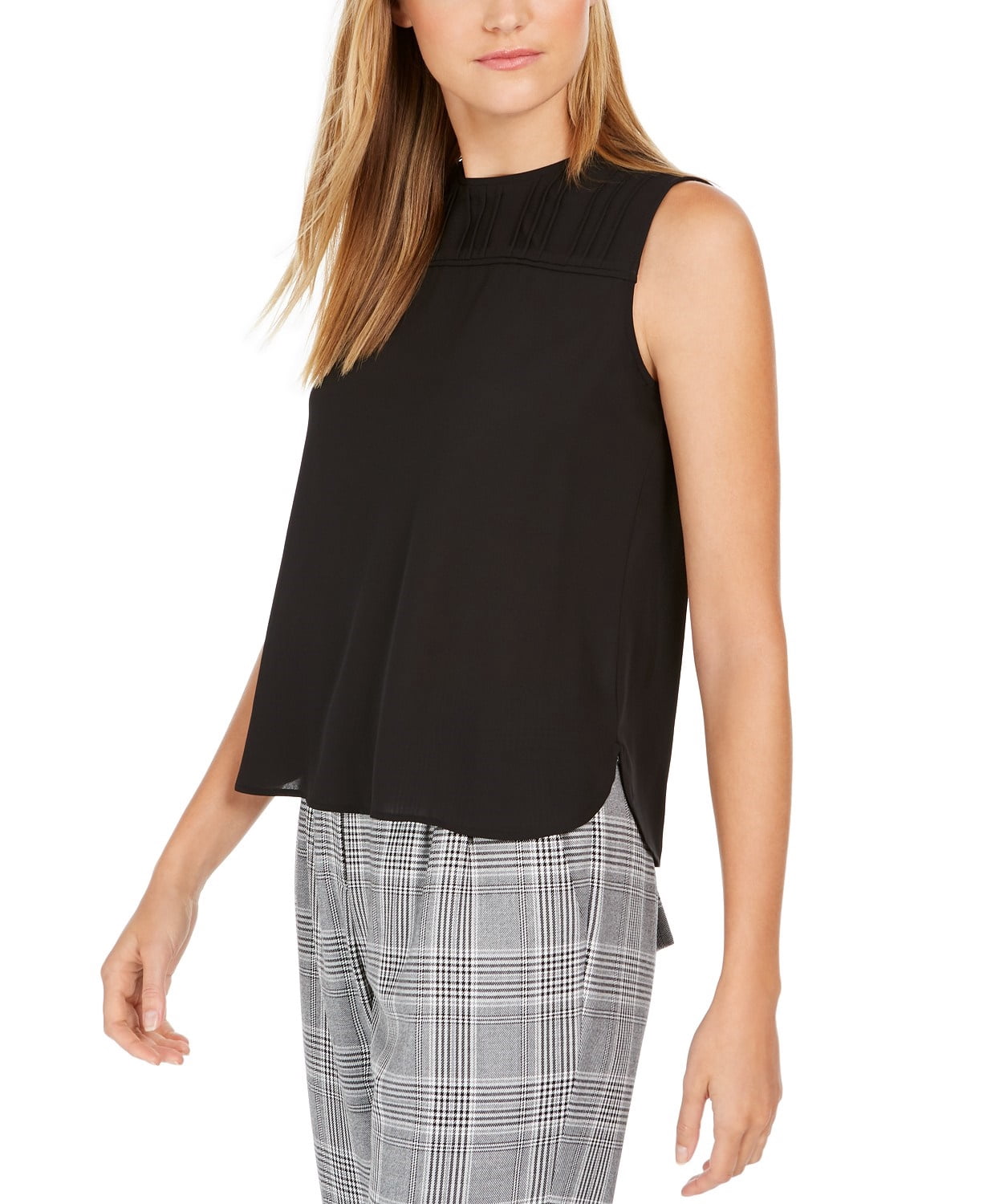 calvin klein pleated neck top