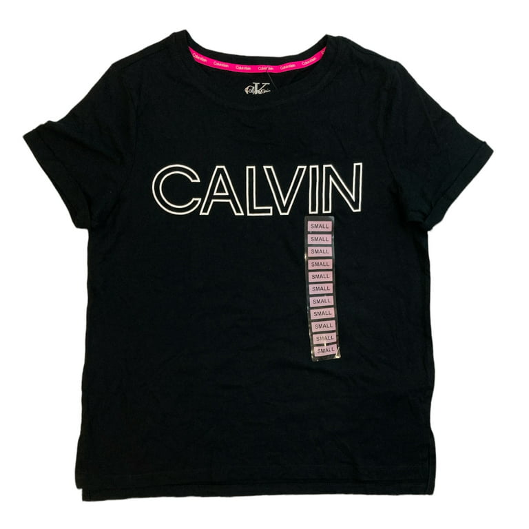 Calvin Klein Women's Soft Crew Neck Rolled Sleeve Graphic Logo T