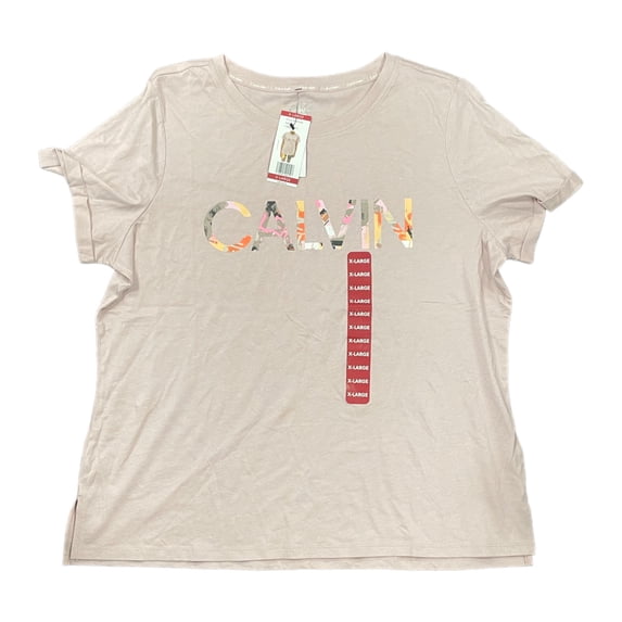 Calvin Klein Women's Soft Crew Neck Rolled Sleeve Graphic Logo T-shirt (DFX, S)