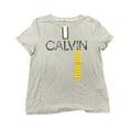 thumbnail image 1 of Calvin Klein Women's Soft Crew Neck Rolled Sleeve Graphic Logo T-shirt (DFY, XL), 1 of 2