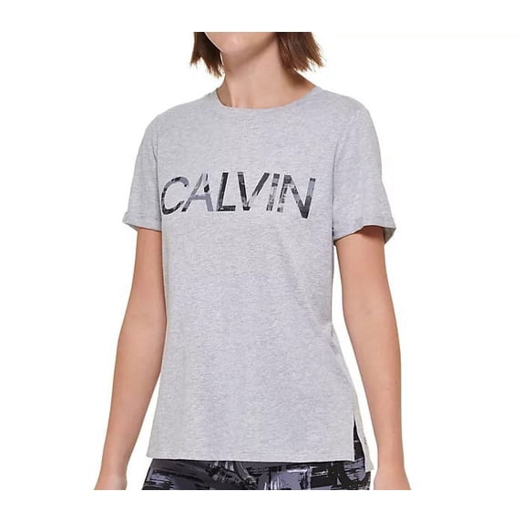 Calvin Klein Women's Soft Crew Neck Rolled Sleeve Graphic Logo T-shirt