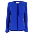thumbnail image 1 of Calvin Klein Women's Solid Open Front Zip Pocket Blazer (4P, Electric Blue), 1 of 2