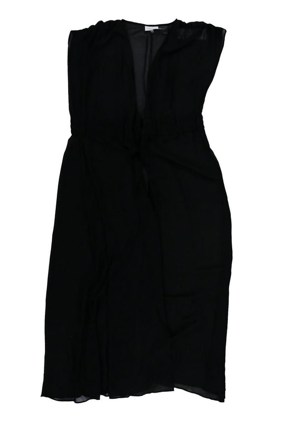 Women's St. Tropez Swim Cover Up Tie-Front Sheer Black Size L New