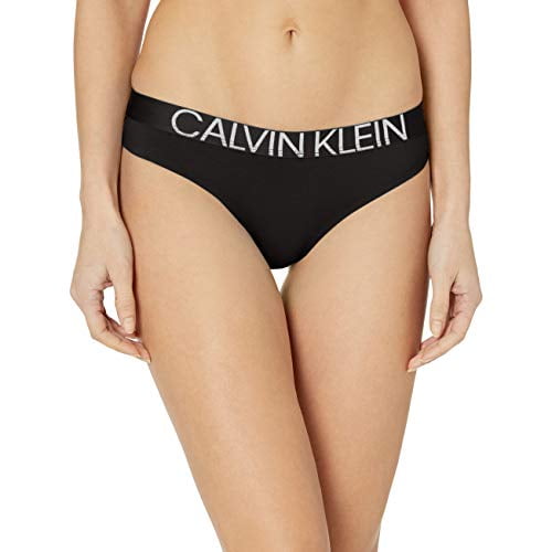 Calvin Klein Women's Statement 1981 Thong Panty, Black, XL