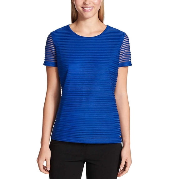Calvin Klein Women's Stretch Textured Shirt Regatta, X-Large