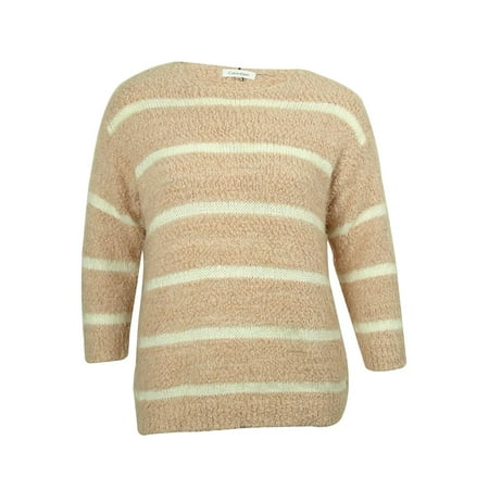 Calvin Klein Women's Striped Eyelash-Knit Sweater (Blush, 1X)