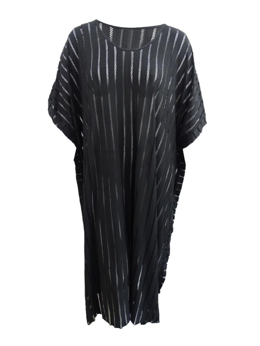 Calvin Klein Women's Striped Maxi Caftan Cover-Up (Black, One Size) Calvin Klein Women's Striped Maxi Caftan Cover-Up (Black, One Size)