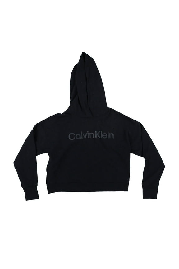 Women's Sweatshirt Logo Drop-Shoulder Top Hooded Black White XS New