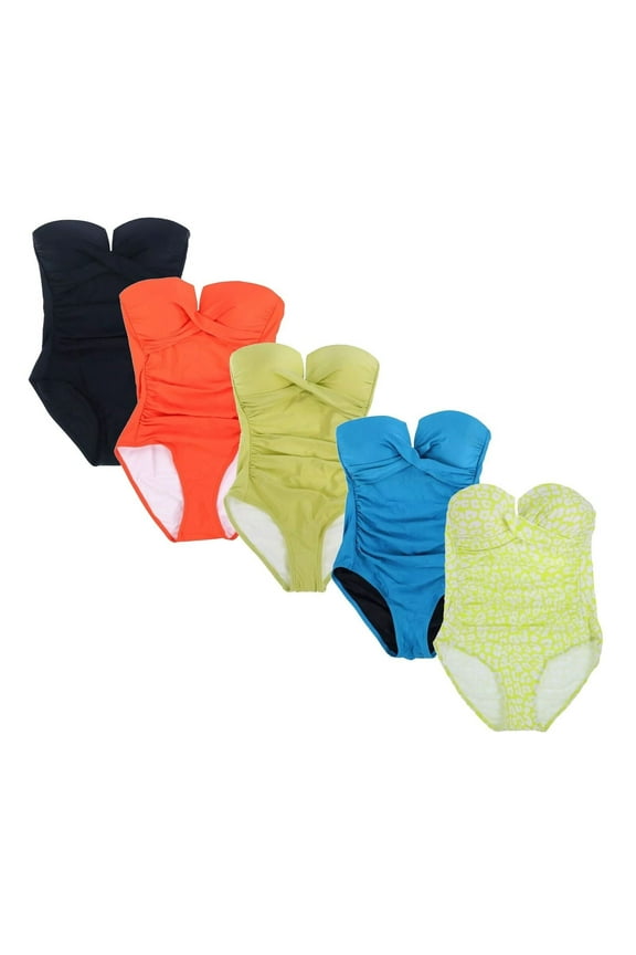 Women's Swim One Piece Bandeau Bathing Suit Strapless Swimsuit New