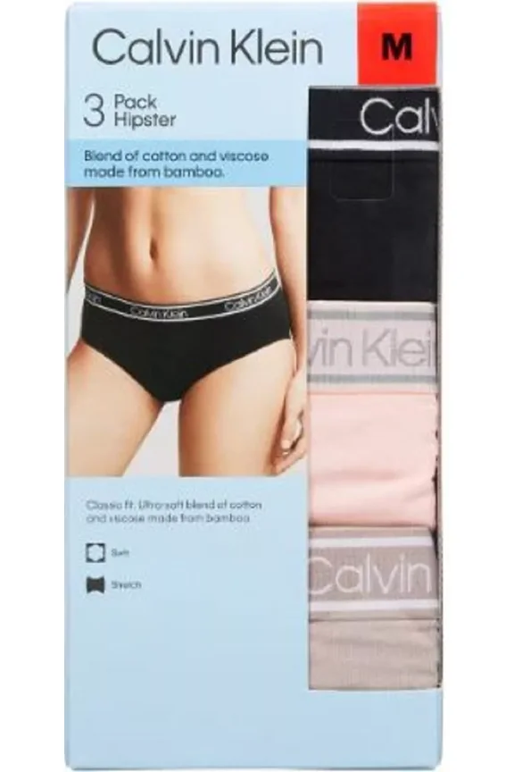 Women's The Ultimate Comfort Hipster Viscose Made From Bamboo 3-Pk (Black/Pink/Neutral, XL)