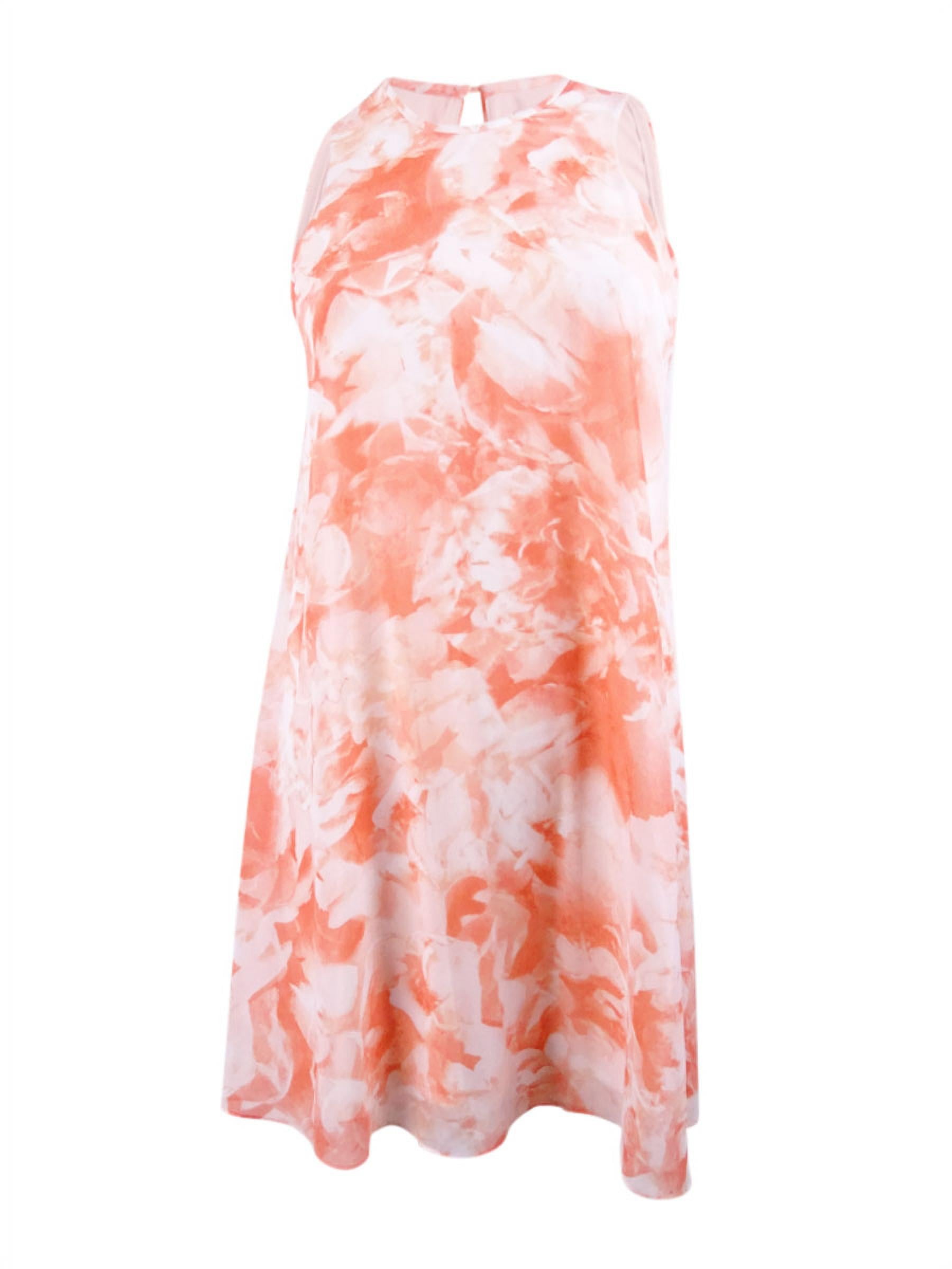 Calvin Klein Women's Trapeze Shift Dress (2, Peach Multi