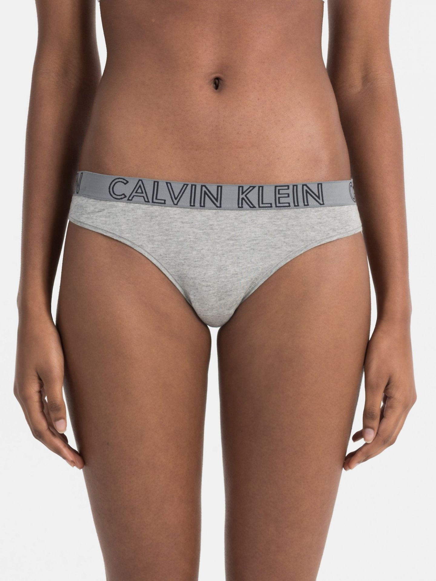 Calvin Klein Women's Ultimate Cotton Thong, Grey Heather, Medium