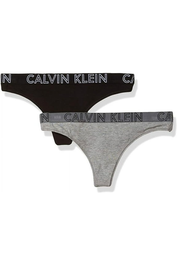 Women's Ultimate Cotton Thong Panty, Black/Grey Heather, L