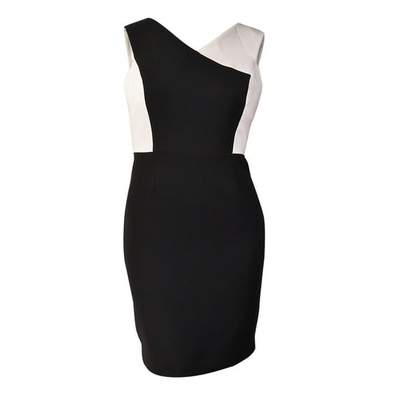 Calvin Klein Women's V-Neck Crepe Colorblocked Sheath Dress