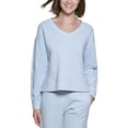 thumbnail image 1 of Calvin Klein Performance Womens V Neck High Low Sweatshirt Waterfall L, 1 of 3
