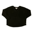 thumbnail image 1 of Calvin Klein Women's V-Neck Honeycomb Waffle Knit Top (Black, L), 1 of 1