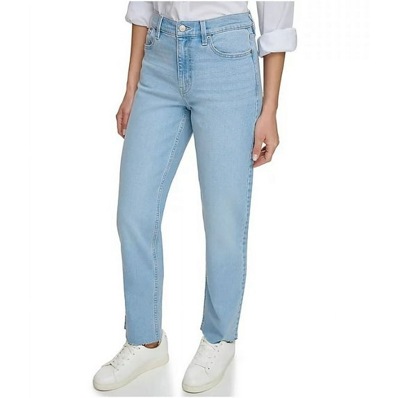 Calvin Klein Women's Vintage High Rise Soft Stretch Straight Leg Jeans (Lapis, 12)