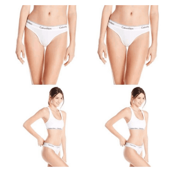 Calvin Klein Women's Plus Logo Waistband QF5493 Thong, White, Size 2X