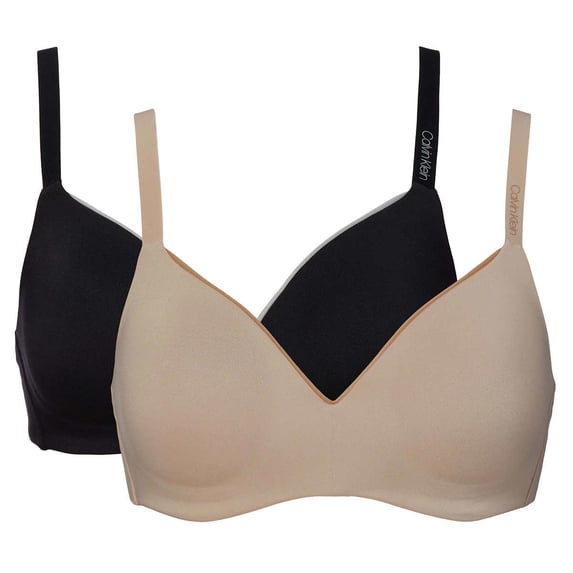 Calvin Klein Women's Wirefree Adjustable Straps Featuring Classic Logo Detailing Bra 2-pack