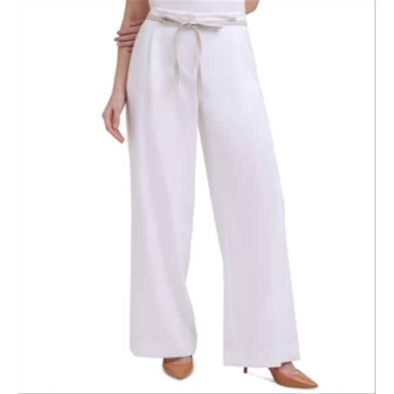 Calvin Klein Women's X Fit Solid Wide Leg Pants White Size 10