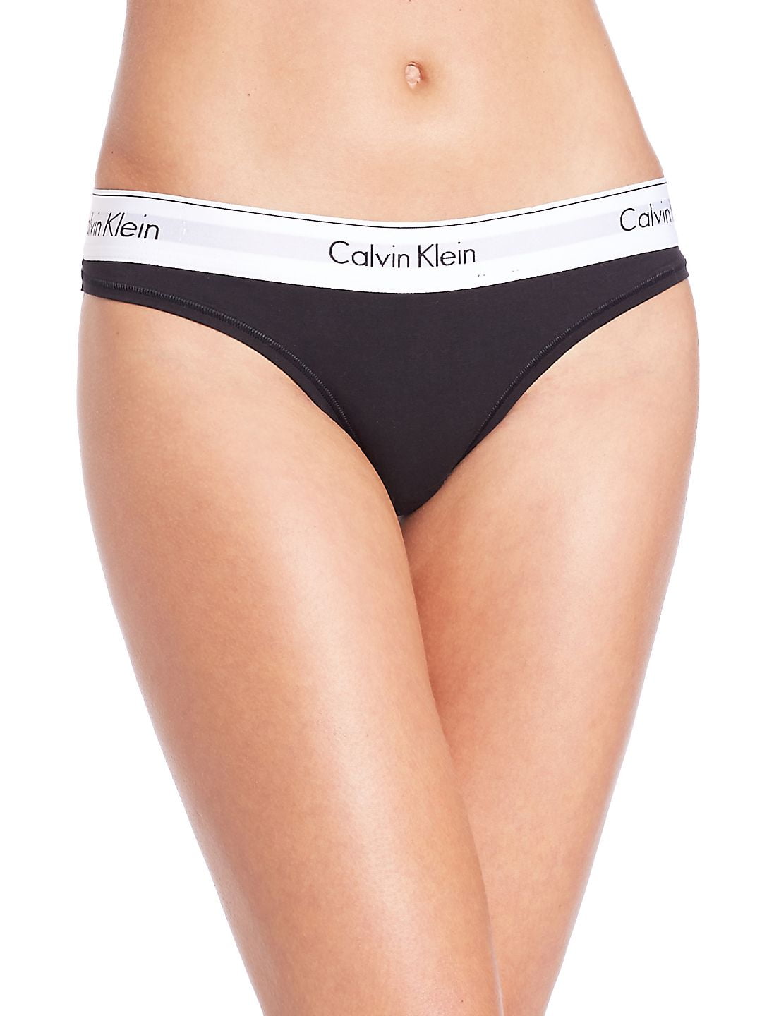 Calvin Klein Women's XS-XL Modern Cotton Thong Panty, Black, Large