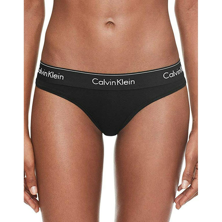 Calvin Klein Women's XS-XL Modern Cotton Thong Panty, Black, Small