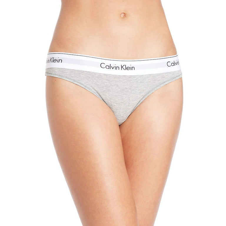 Calvin Klein Women's XS-XL Modern Cotton Thong Panty, Grey, Large 