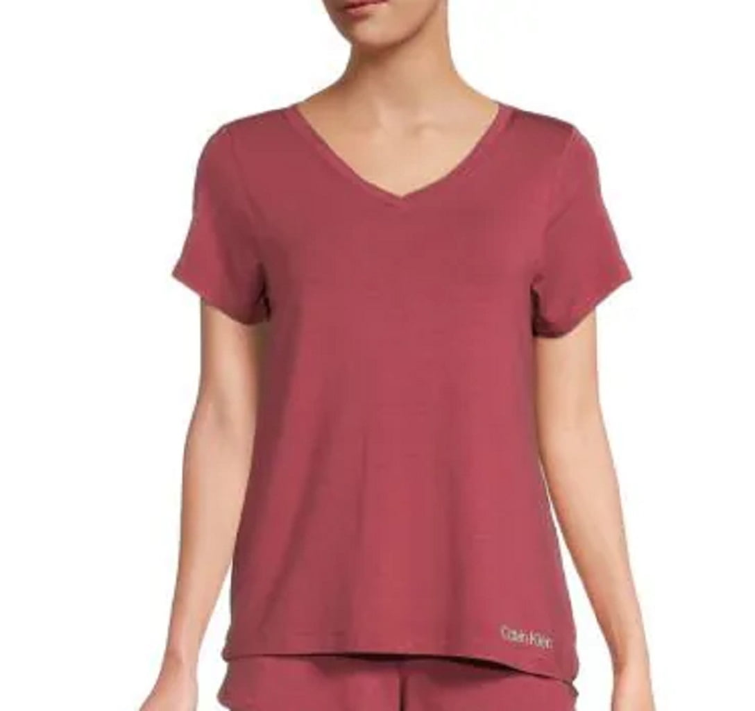 Women Raspberry Top Calvin Klein Womens 1-Piece Logo Pajama Top, Medium, Raspberry ...