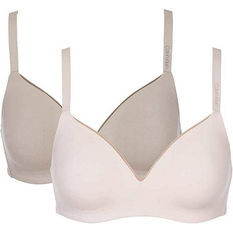 Calvin Klein Womens 2 Pack Microfiber Wirefree Bra (Nymphs/Taupe