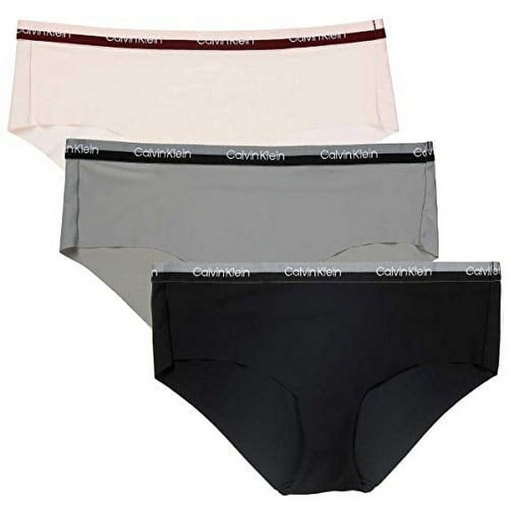Calvin Klein Womens 3 Pack Hipster Underwear (Light Pink/Gray/Black, Small)